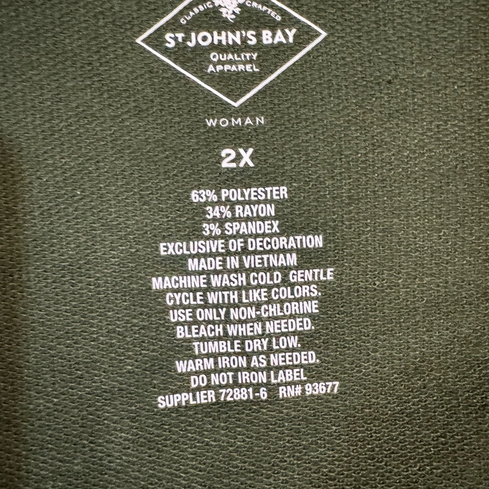 St. John's Bay Olive Green Open-Front Cardigan - Picture 2 of 5